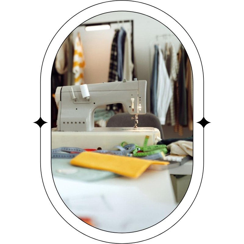 sewing machine positioned on a table